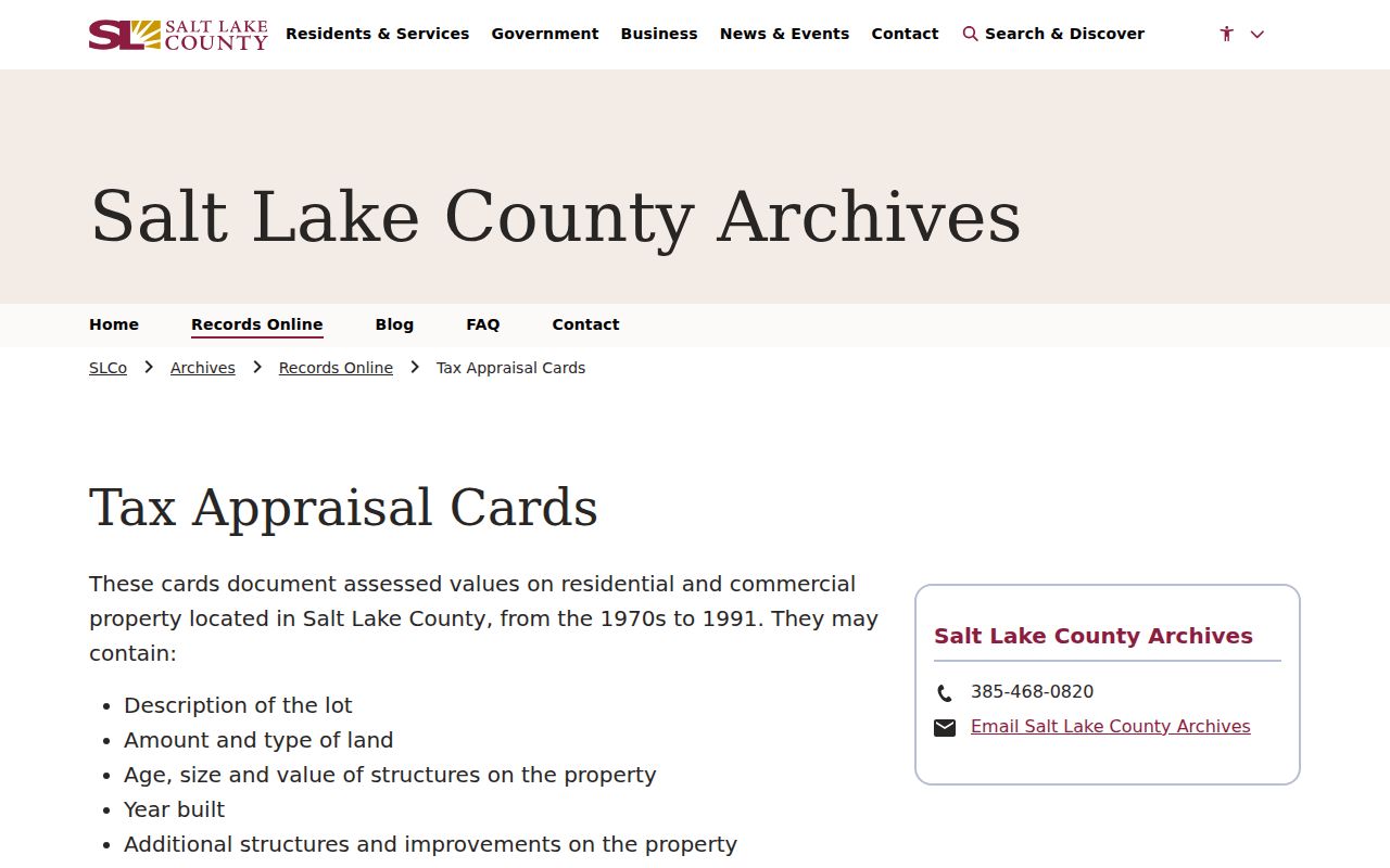 Midvale previous residents historical tax card address search