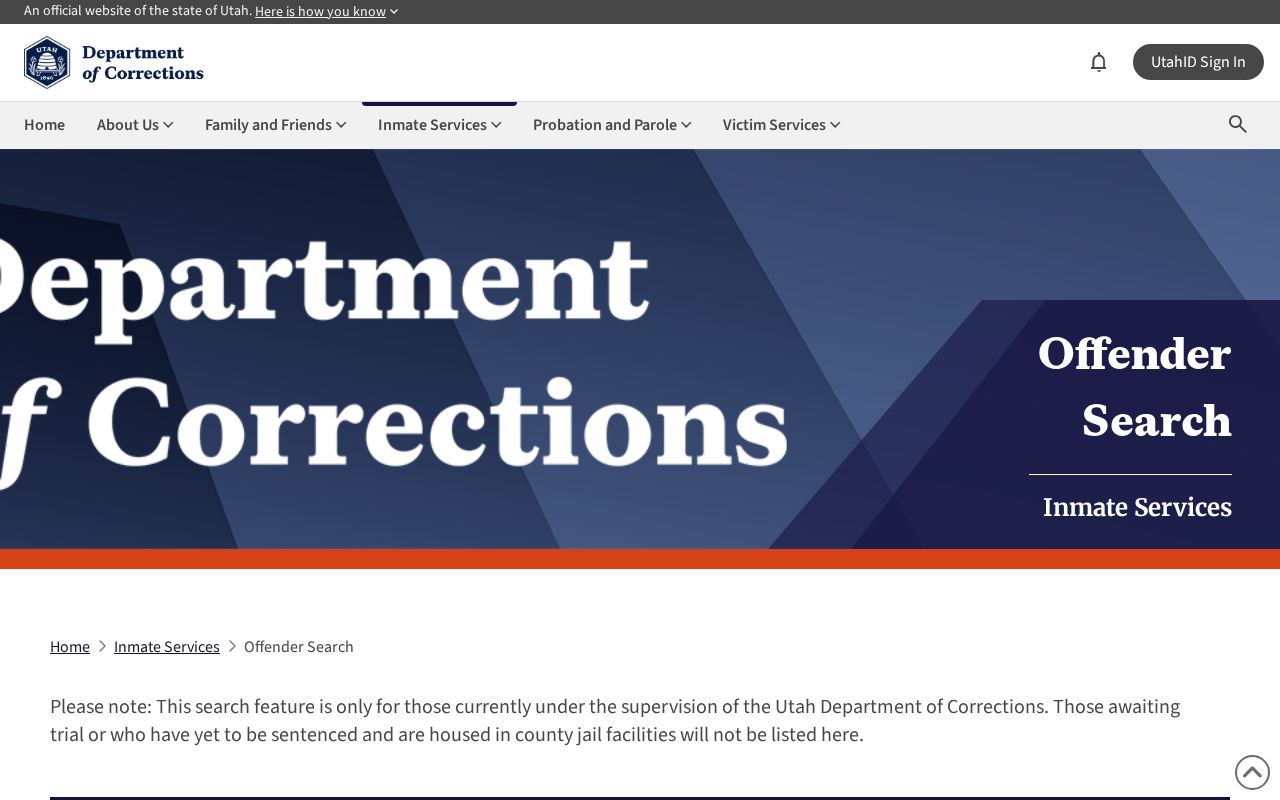 Midvale resident lookup current Utah Department of Corrections offender search